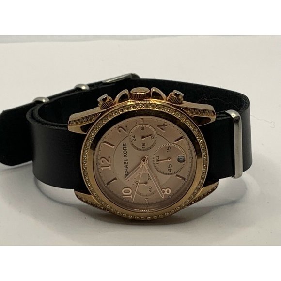 Michael Kors MK5859 Women Black Leather Analog Ros main image 5